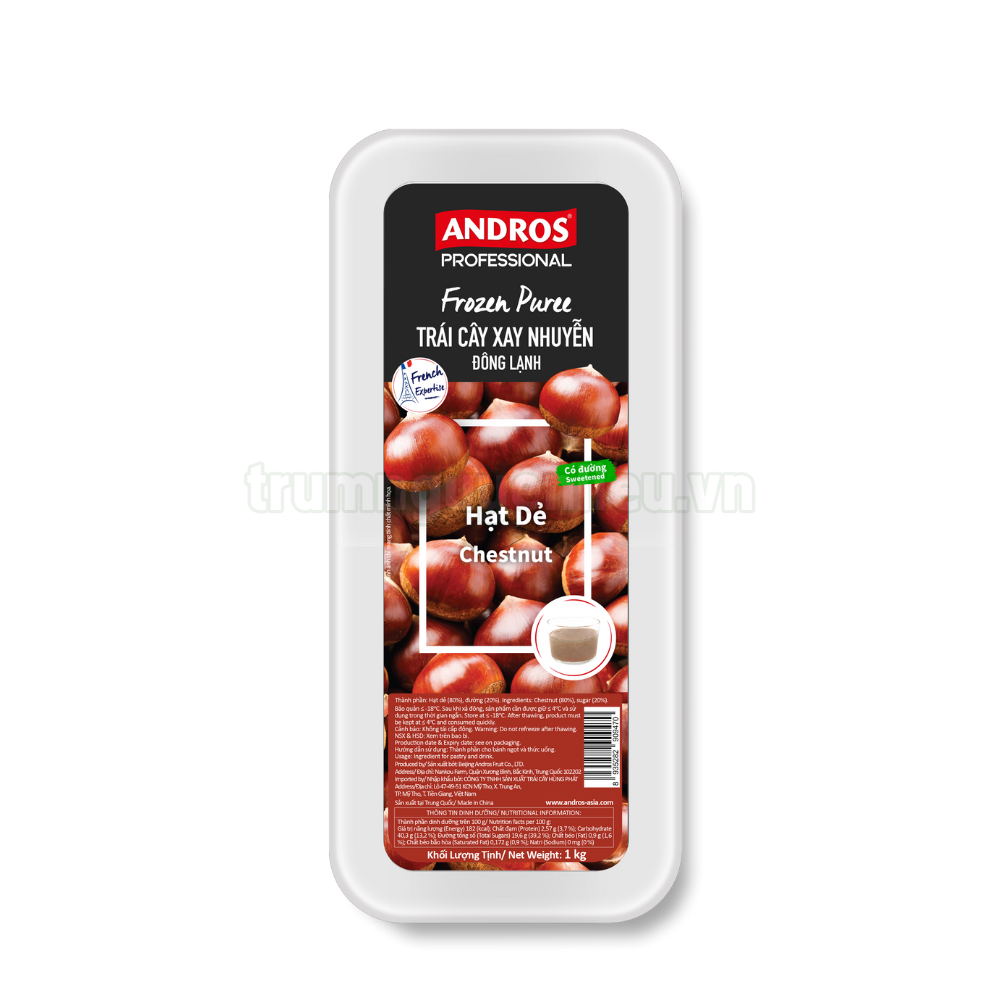 Hạt dẻ xay nhuyễn đông lạnh Andros (Chestnut Frozen Puree) - hộp 1kg