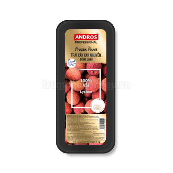 Vải xay nhuyễn đông lạnh Andros (Lychee Frozen Puree 100%) - hộp 1kg